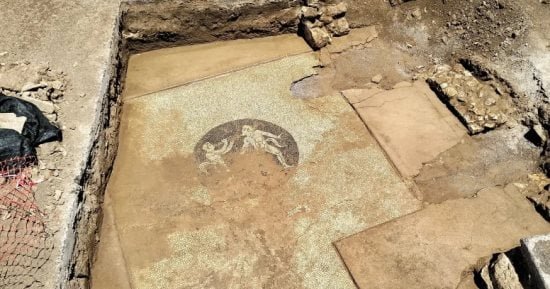 اكتشاف أرضية من الفسيفساء من القرن السادس قبل الميلاد في اليونان اكتشاف أرضية من الفسيفساء من القرن السادس قبل الميلاد في اليونان